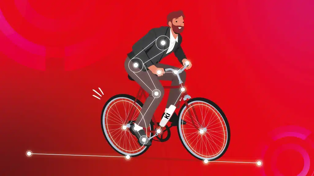 Animation von einem Mann auf einem E-Bike.