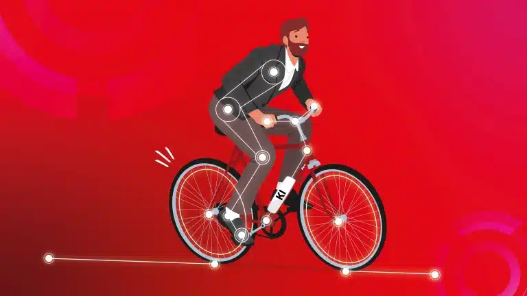 Animation von einem Mann auf einem E-Bike.