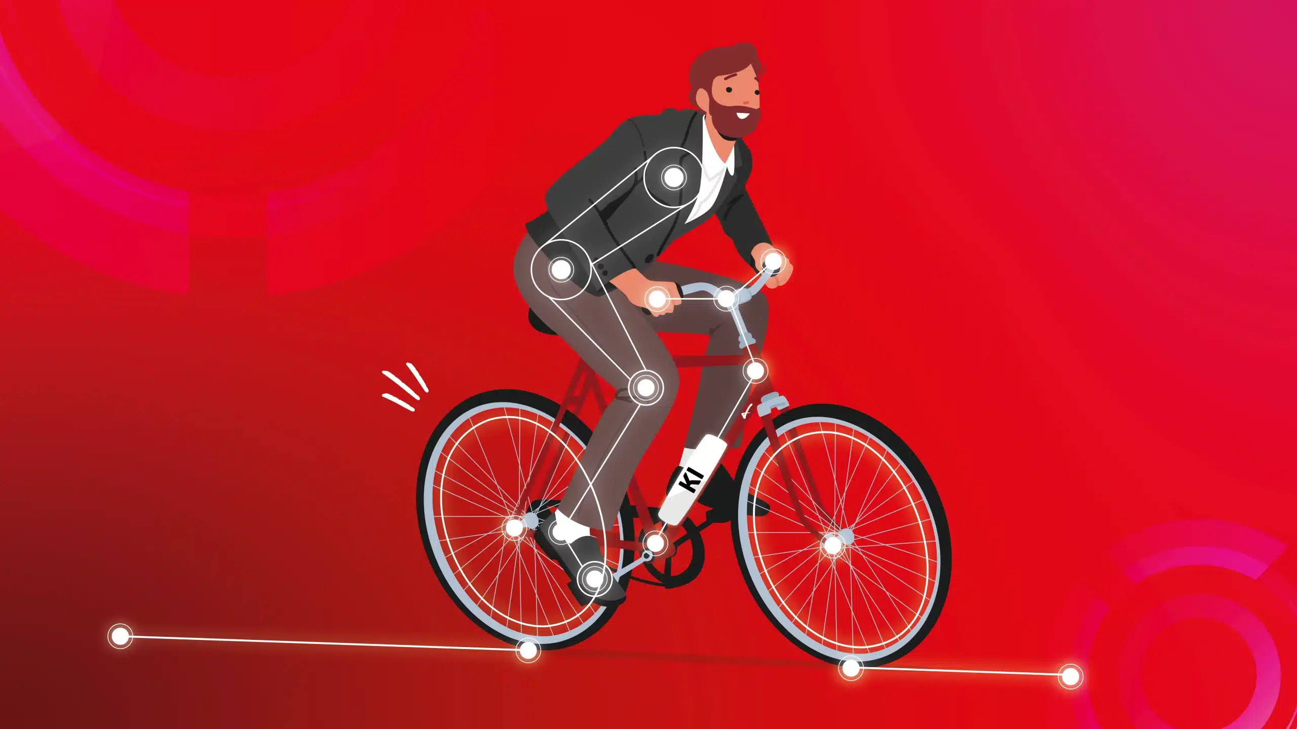 Animation von einem Mann auf einem E-Bike.